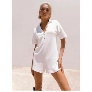 Princess Polly White Button-Up Romper